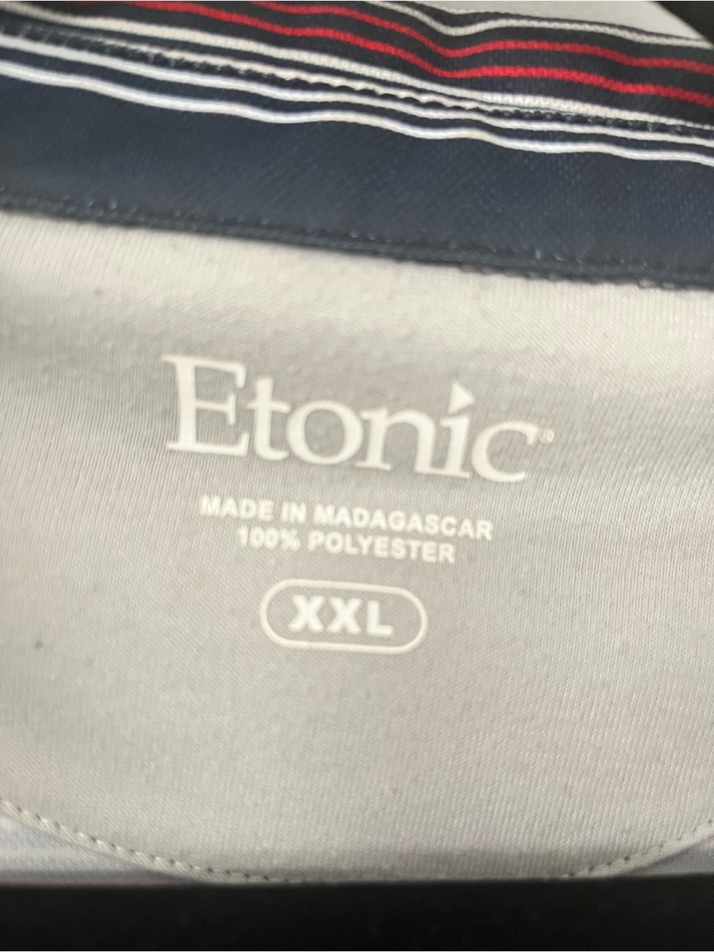 Etonic Navy Polo with White and Red Stripes - Picture 3 of 3